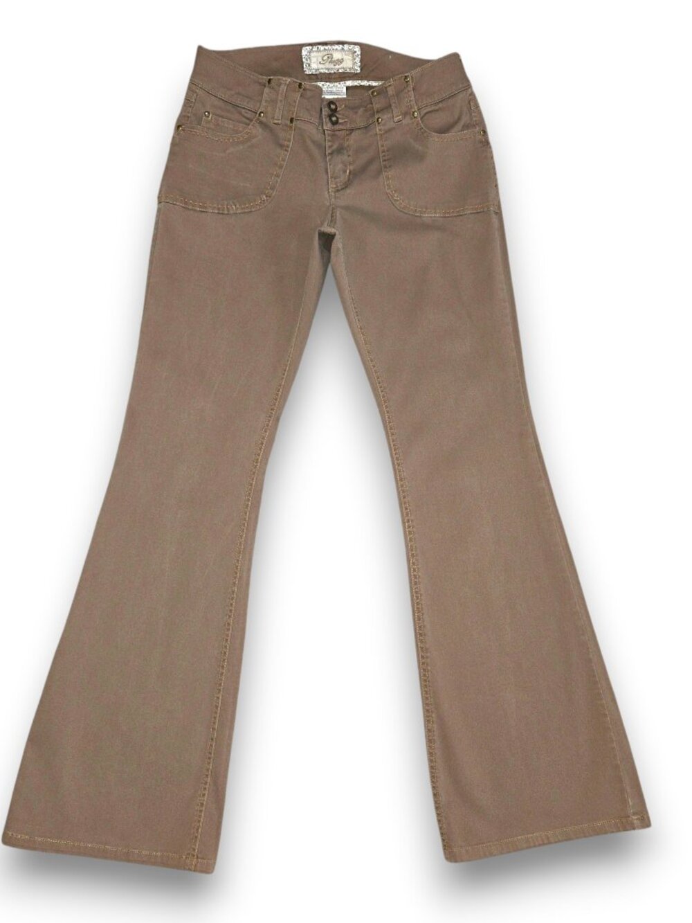 Women's Junior's SIZE 9 Taupe Bootcut Stretch Mid Rise PLUGG brand - Picture 2 of 16